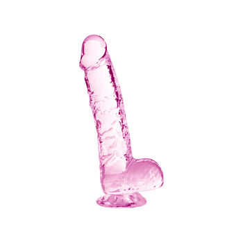 Transparante dildo met balzak - 15,2 cm (Roze)